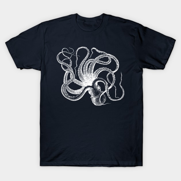 Vintage Octopus Kraken under the Sea Engraving T-Shirt by Beltschazar